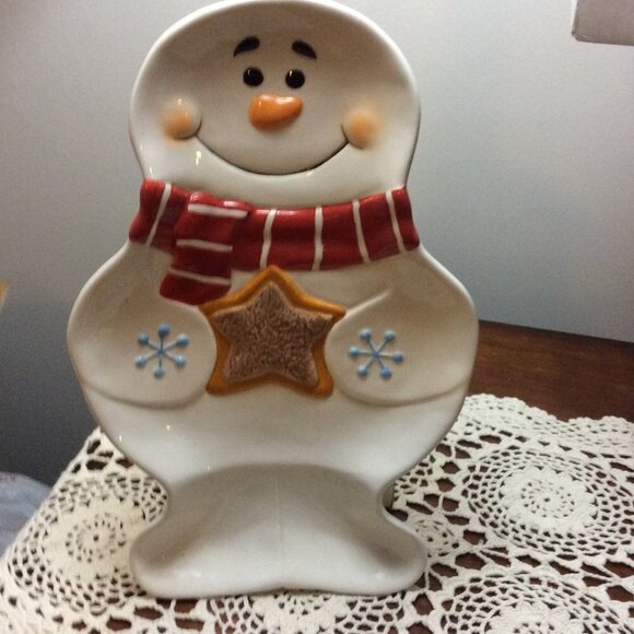 Snowman Ceramic Platter - Picture 1 of 1